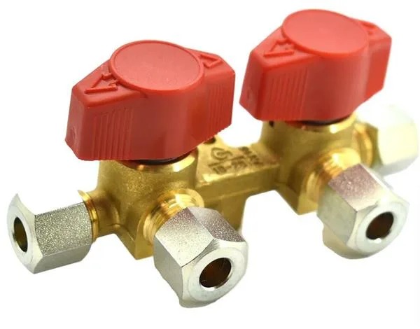 Verdeelkraan/Verdeelblok met 2 Uitgangen, 8mm