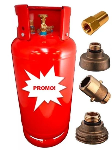 LPG-fles GZWM 27ltr.x300x580 rood + zijvulaansluiting + 3 nippels