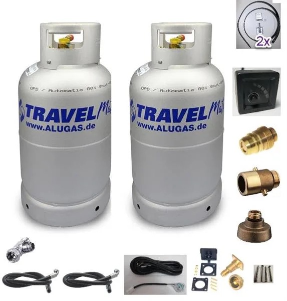 Kit 2x Alugas 27L met Buitenvuller & LED-meter