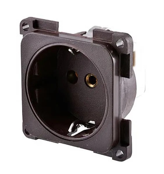 Schuko Socket Black 2-Pole 12A 250V