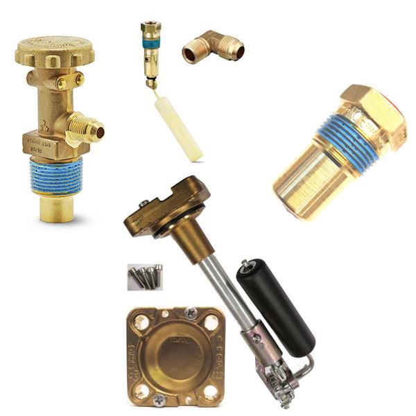 Valve set for 4-hole LPG tank with manual 5/16