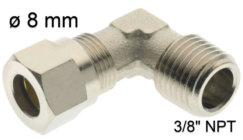 Angled compression coupling 8mm x 1/8" M (chrome)