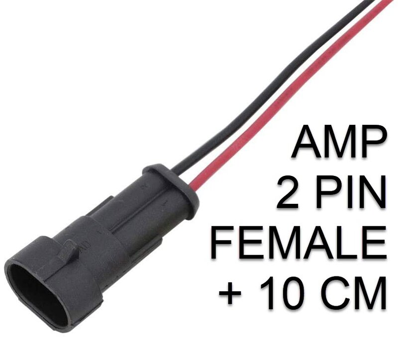 AMP plug 2 pins female + 10 cm cable