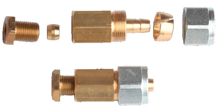 Koppeling pvc leiding 8mm x koperleiding 6mm