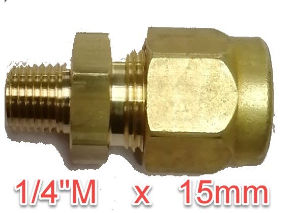 Knelkoppeling 1/4"Mx15mm knelkoppeling