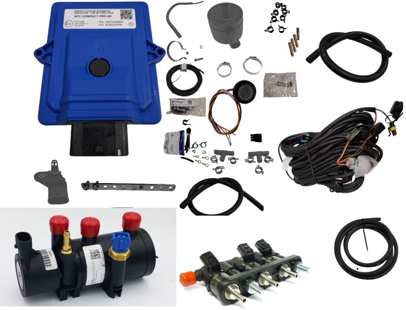 Prins VSI-2.0, 3 Cylinder Front Kit / 8mm / 63cc Orange