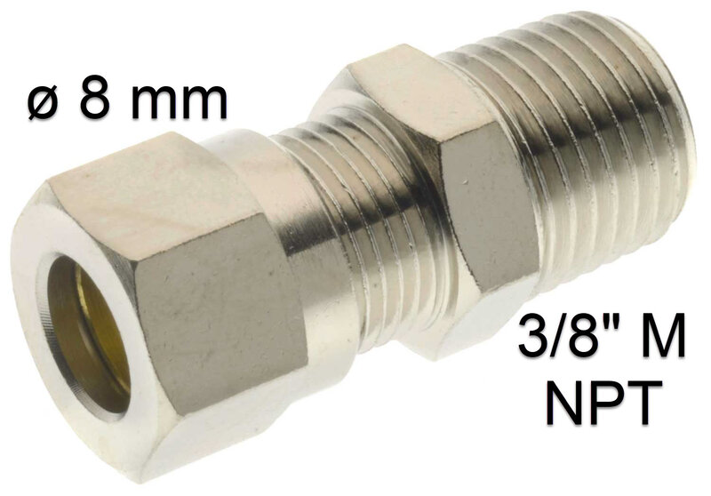 Rechte knelkoppeling 6mmx1/4