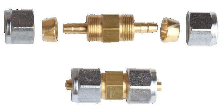 Raccord à compression Ø8 pour tuyau thermoplastique GPL